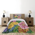 thumbnail image 3 of Ambesonne Vintage Quilted Coverlet 2 Pcs, Nature Flowers Buds, Twin Size, Lilac Green, 3 of 4