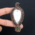 thumbnail image 2 of Natural Dendrite Opal, Green Onyx Gemstone Copper Wire Wrap Pendant 3.94, 2 of 4