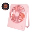thumbnail image 2 of Ventilador de mesa portátil con luz LED, 3 velocidades, batería recargable y soporte ajustable de 180°, ideal para hogar, oficina o viaje, color rosa., 2 of 6
