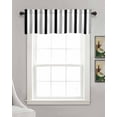 thumbnail image 3 of Black Gray Striped Kitchen Valances for Windows Farmhouse Linen Window Valance Curtain for Living Room Window Treatment Farmhouse Stripe Art Valance Rod Pocket Topper Drape, 42 x 12 Inch, 3 of 6