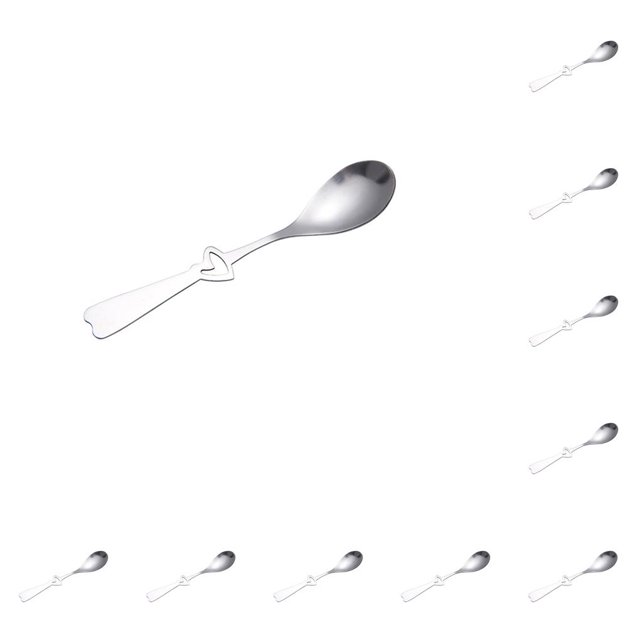 Bewildely Cuchara de café en forma de corazón, vajilla para parejas, postre, tenedor, mango, juego de herramientas para comer, cuchara Cuchara Corazón Pequeña 10Conjunto