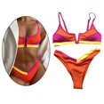 thumbnail image 1 of Traje de baño de 2 piezas para mujer, traje de baño de corte alto, conjuntos de triangur, traje de baño de retazos de color, ropa S Macarena Traje de bikini de mujer, 1 of 8