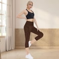 thumbnail image 5 of LIBRCLO Yoga Pants for Women Elastic Waist Casual Leggings Slim Fit Gym Pants with Pockets Brown L, 5 of 8