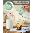 thumbnail image 4 of Breast Milk Pitcher 32oz Mason Jar with Wide Mouth and Handle-Pink Glass Pitcher with Flip Cap Lid and Pour Spout Airtight Seal for Cold Beverages, 4 of 7