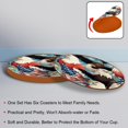 thumbnail image 4 of American Flag 6Pcs Round Coasters Set, Microfiber Leather Drink Coasters, 11x11 cm/4.3x4.3 in, Cup Mats for Home and Office, 4 of 6