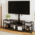 thumbnail image 3 of VECELO 63 Inch TV Stand for TVs up to 65 Inch with Swivel Mount and Power Outlet, Entertainment Center Height Adjustable TV Console with Storage Shelves, Brown, 3 of 10