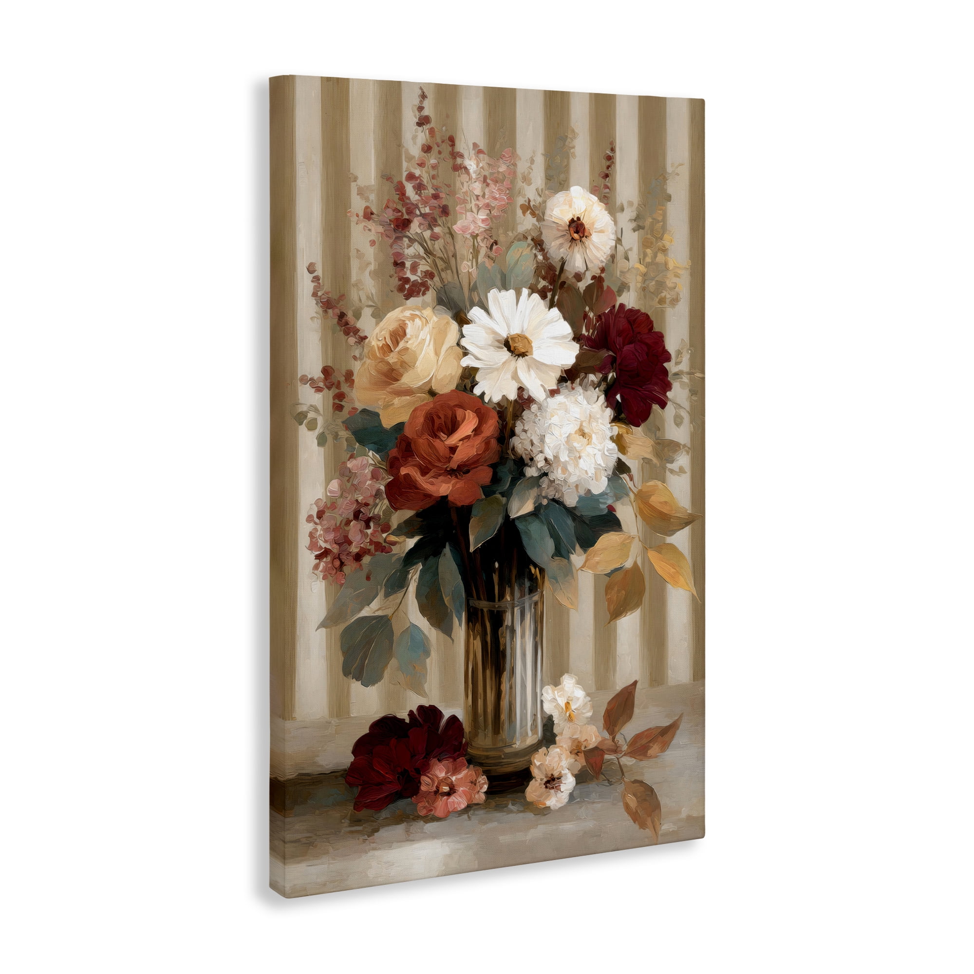 Stupell Industries Vintage Arrangement with Stripes Canvas Wall Art, design by Petal Prints Design