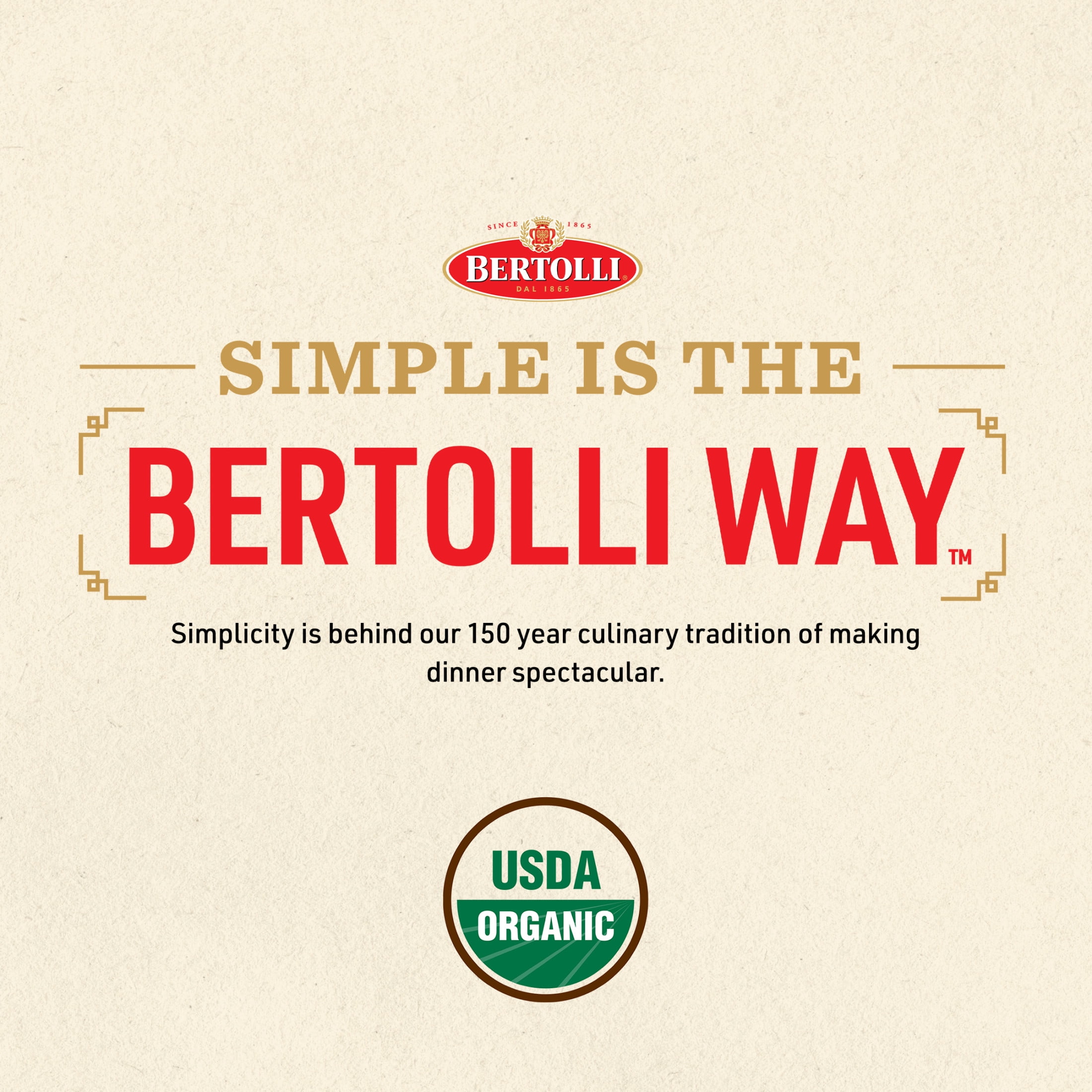 (6 pack) Bertolli Organic Olive Oil, Basil, and Garlic Pasta Sauce, 24 oz