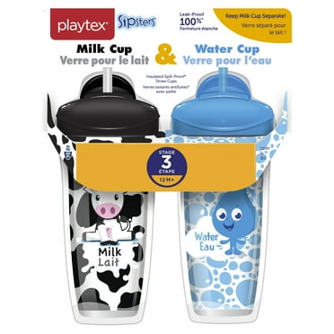 Playtex Baby Sipsters Stage 3 Milk & Water Insulated Straw Sippy Cups, 9 oz, 2 pk