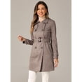thumbnail image 2 of DARING DIVA Faux Suede Trench Coat Notched Lapel Double Breasted Jacket XS Dark Beige, 2 of 6