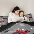 thumbnail image 5 of Manfei Cartoon Race Car Full Size Comforter Sets for Kids, Grey Buffalo Plaid Bedding Comforter Set, Modern Extreme Sports Reversible Bedding Sets, Luxury Bedroom Decor, 3-Piece, 5 of 9