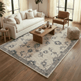 thumbnail image 4 of LR Home Aiden 7' x 9' Ivory/Light Blue Floral Wool Indoor Area Rug, 4 of 9
