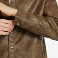 thumbnail image 5 of LOVZFMLL Jackets for Men Man Solid Color Button Washed Leather Jacket Lapel Coat, 5 of 5