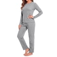 thumbnail image 4 of MOSHU Womens Pajama Sets Two Piece Thermal Underwear for Women Crew Neck Long Sleeve Tops and Leggings Lounge Sets, 4 of 12