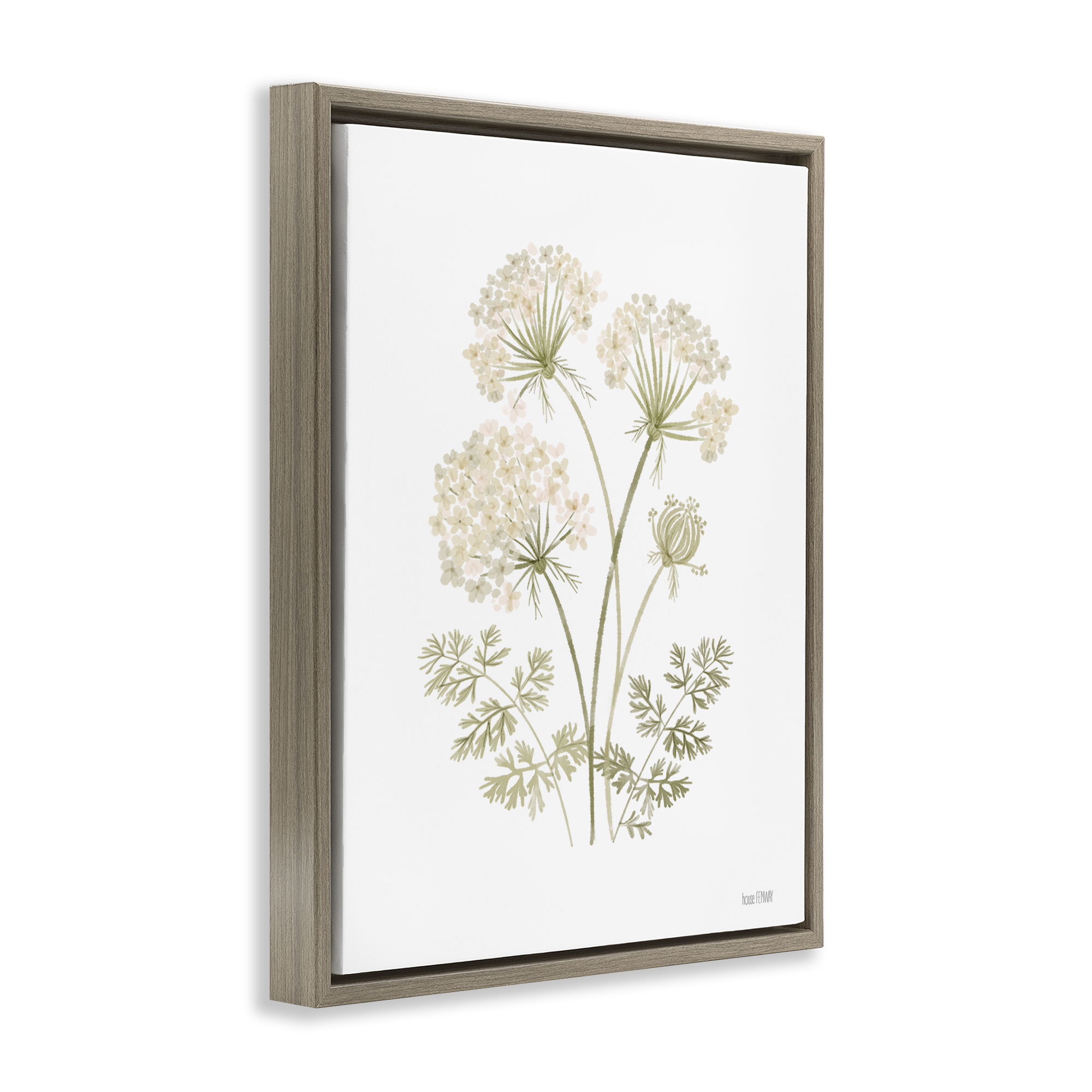 Stupell Industries Muted Cottage Dandelions Plants & Flowers Painting Brown Floater Framed Canvas Art Print Wall Art, 25 x 31
