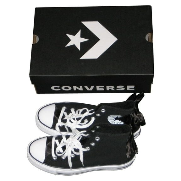 Converse Chuck Taylor All Star Lift Platform Bows Satin Black & White Womens Shoes - (Size 7.5)