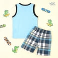 thumbnail image 6 of Elutong Toddler Boy Summer Clothes, 1-6T Boy Summer Cotton Outfits Sleeveless Dinosaurs Shorts Set, 6 of 7