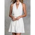 thumbnail image 4 of Jaimenalin Women'S Halter Deep V Neck Backless Tie Sleeveless Mini Dress White XL, 4 of 5