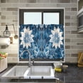 thumbnail image 4 of Yayeee Kitchen Curtains Tier Pair Light Filtering 27"x24" Rod Pocket Short Cafe Window Panel, Deep Blue Flower Pattern, 4 of 7