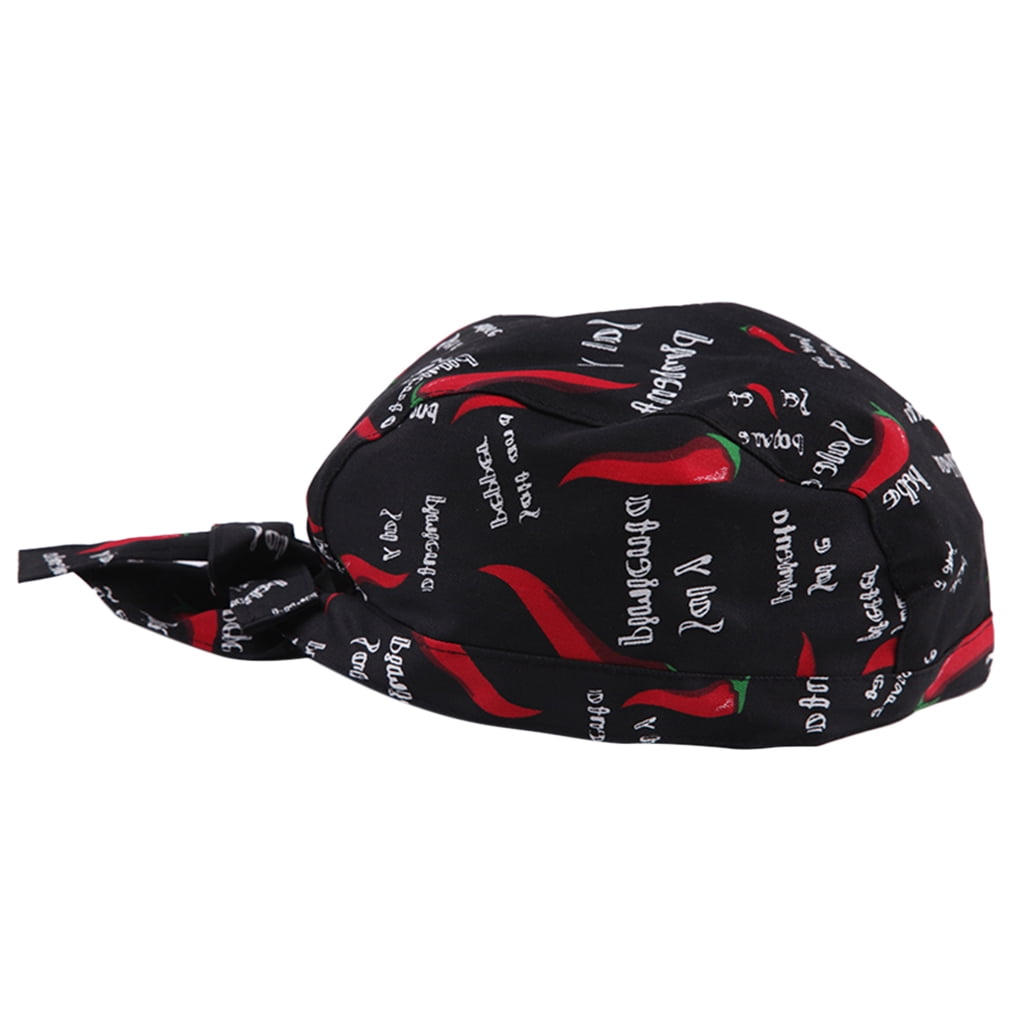 Black Chef Tie Back   Chef Headwrap Hat Bandana Hat Adjustable for Unisex