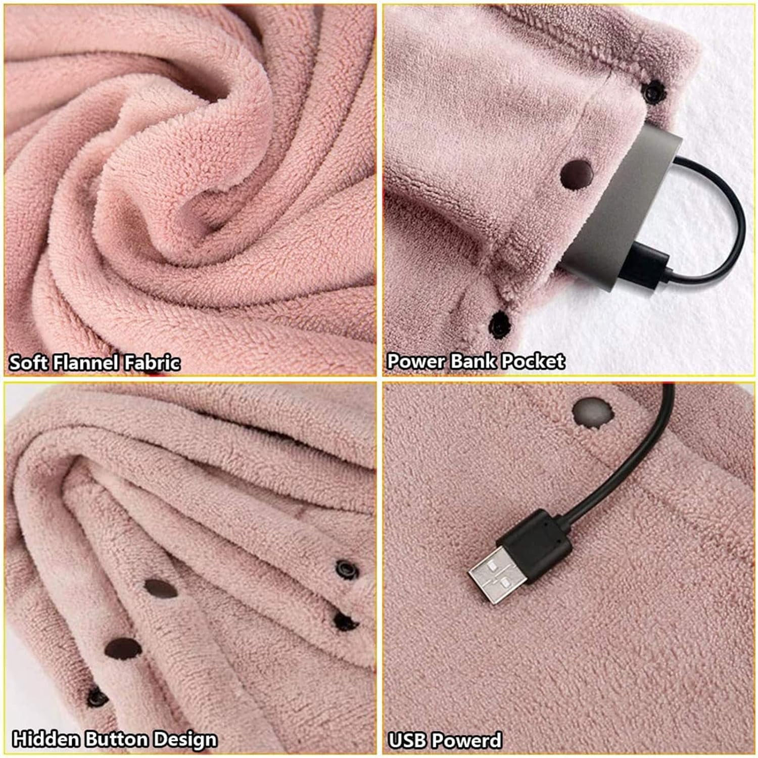Battery Electric Heated Blanket King Size - Cordless, Rechargeable USB Heating Blanket for Bed, Sofa & Outdoor Use