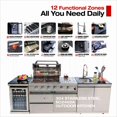 thumbnail image 4 of 46-Inch 4-Burner 72000 BTU Deluxe Stainless Steel Gas Outdoor Kitchen Bar Barbecue Island Grill  + Wine Cooler Compact Refrigerator + Rotisserie + Granite Countertops + Storage Cabinets & Drawers, 4 of 10