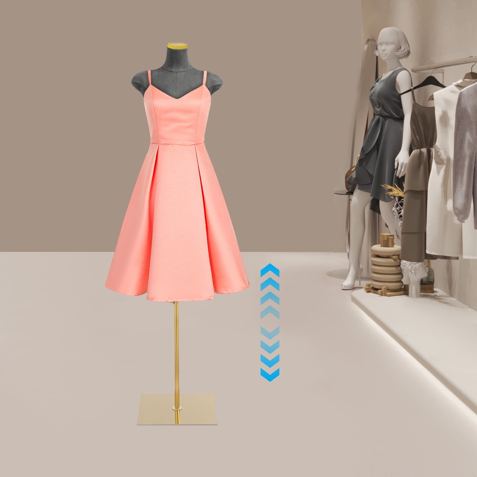 Modern Floorstanding Grey Female Mannequin Model with Stand Height Adjustable Half-length Mannequin Model