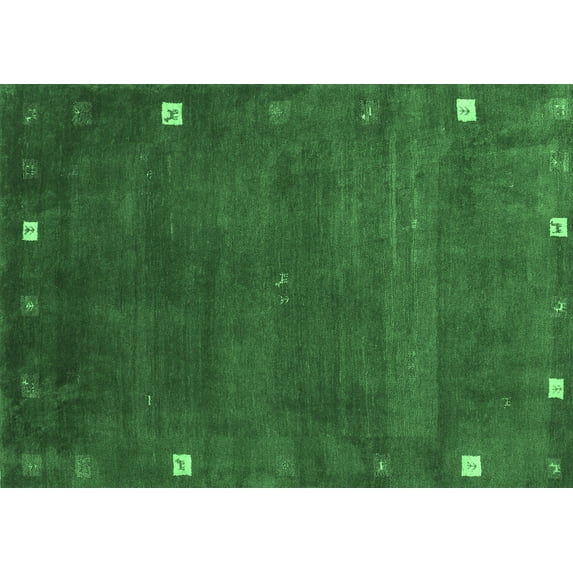 Ahgly Company Indoor Rectangle Abstract Emerald Green Contemporary Area Rugs, 5' x 8'