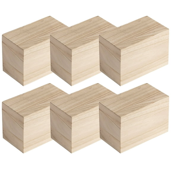 Make Market 6.5" Unfinished Wooden Recipe Box - Ready-To-Decorate Wood Recipe Box, Holds 3" x 5" Index Cards - Bulk 6 Pack
