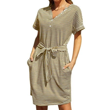 

Lumento Women Casual Bohemian Pajamas Dress T-shirt Tunic Nightshirt Simple Button Down T Shirt
