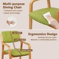 thumbnail image 6 of CLATINA Wooden Dining Chairs Set of 4, Mid Century Fabric Upholstered Comfy Relaxing Armchair for Home Living Room Bedroom Kitchen Balcony (Green), 6 of 9