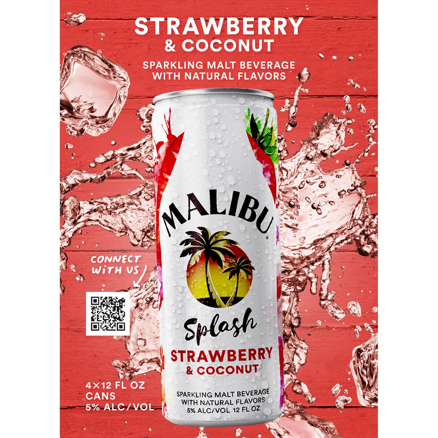 Malibu Beer Malibu Splash Strawberry 4pk