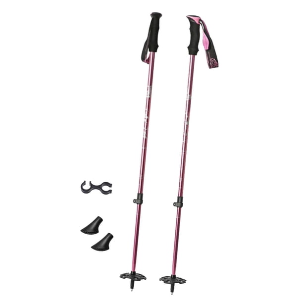 Bastones de Esquí, Puntas de Botas, Correa para La Muñeca, Equipo de Esquí, Bastones de Esquí Portátiles con Cestas para Raquetas de Nieve, Estación D Rosa