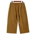 thumbnail image 4 of Capri Pants for Women 2026 Summer Petite Cotton Linen Casual Straight Drawstring Elastic Waist Cropped Trousers Coffee M, 4 of 6