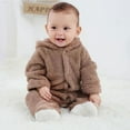 thumbnail image 5 of Adarl Winter Warm Newborn Baby Boy Girl Fleece Jumpsuit Hooded Romper Coat Outwear Light Brown 6-9 Months, 5 of 10
