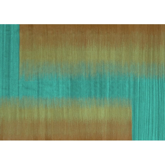 Ahgly Company Machine Washable Indoor Rectangle Abstract Turquoise Blue Contemporary Area Rugs, 8' x 12'