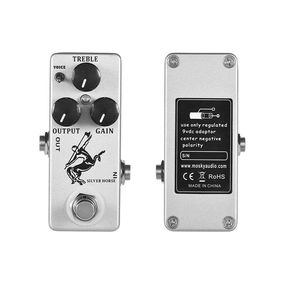 MOSKY Silver Horse Overdrive Boost Guitar Effect Pedal Full Metal Shell True Bypass