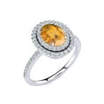thumbnail image 2 of SuperJeweler 1 1/2 Carat Oval Shape Citrine and Double Halo Diamond Ring In Sterling Silver For Women, 2 of 5