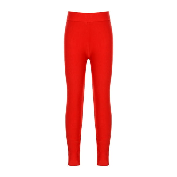 Hansber Kids Girls Athletic Leggings Active Dance Tights Yoga Running Workout Jegging Pants Red 6