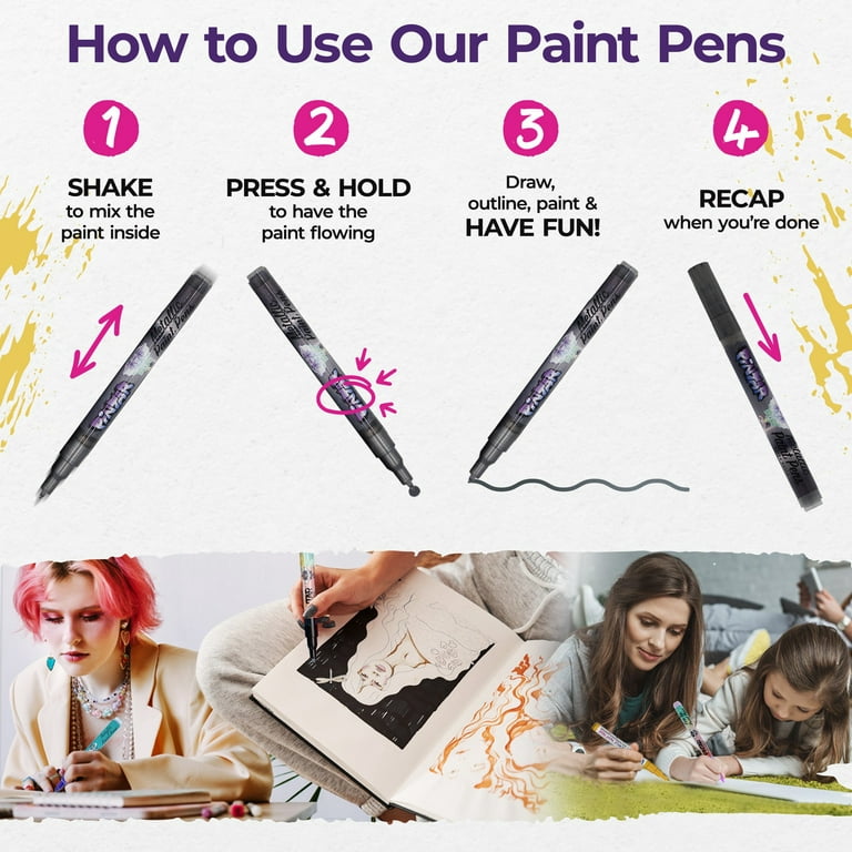 PINTAR Metallic Markers Paint - Metallic Paint Pens Fine Point