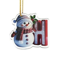 Lilixerw 2025 Christmas Snowman Alphabet Ornaments,3.15 inch Personalized Clear Acrylic Xmas Letter Pendant with Gold Cord for Xmas Tree Decor,Festival Party Hanging Decorations,H
