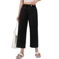 thumbnail image 3 of Elastic High Waist Women Wide Leg Loose Denim Pants Ankle Jeans, 3 of 6