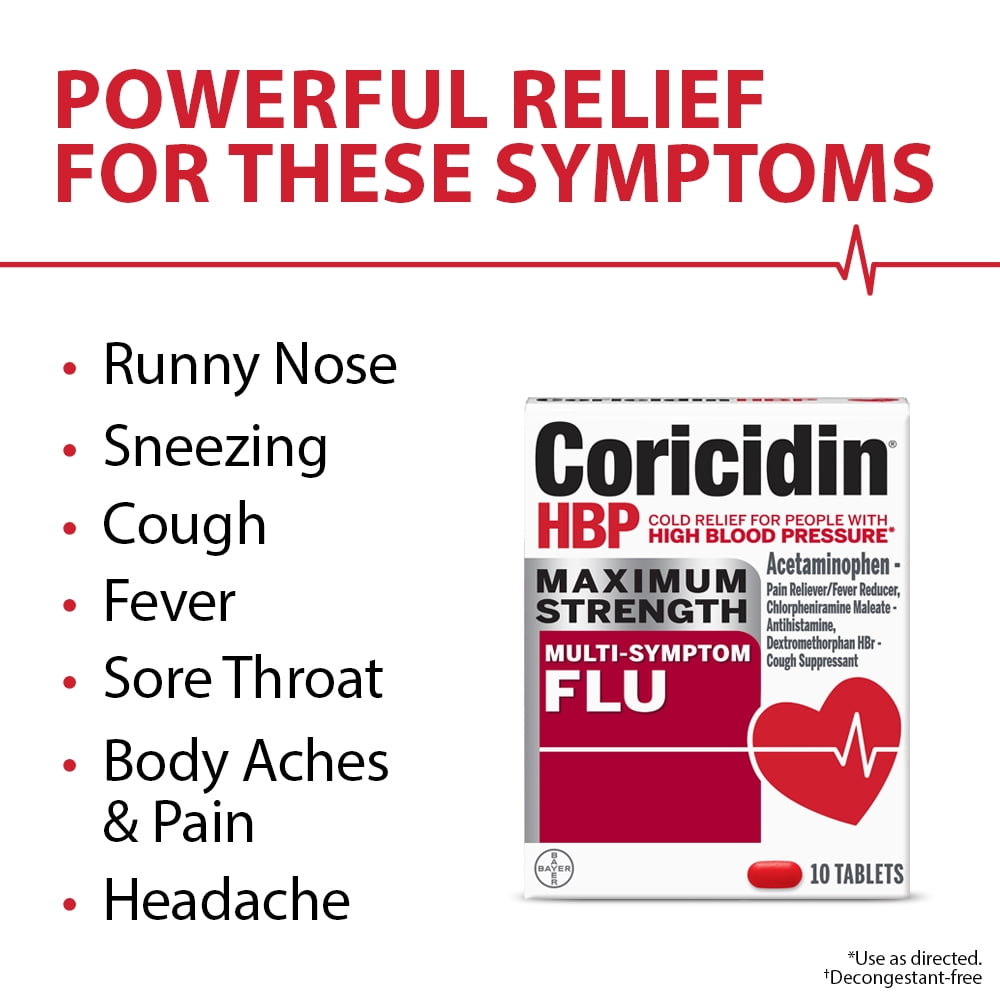 Buy Coricidin Hbp Maximum Strength Multi Symptom Flu Medicine Tablets 24 Ct Online At Lowest 5106