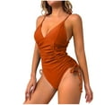 thumbnail image 2 of UPPADA Women's One Piece Swimsuit Deep V Neck Shapewear Bodysuit Tummy Control Seamless Body Suit High Waist Body Shaper Trendy Going Out Tops One Piece Swimwear Clearance Orange,Xl, 2 of 5