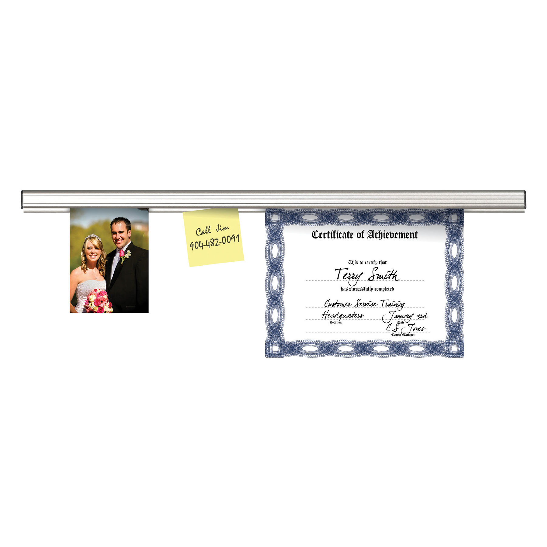 Grip-a-strip Display Rail, 12 X 1 1/2, Aluminum Finish