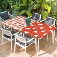 thumbnail image 2 of Japanese Rabbits Table Cloths for 6 Foot Rectangle Tables, Vintage Orange Red Plaid Farmhouse Patio Waterproof Elastic Fitted Tablecloths, Washable Rectangular Table Cover for Camping, 2 of 8