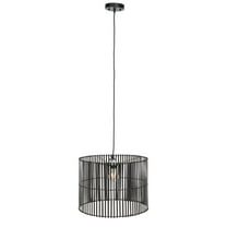 SAFAVIEH Valley A19 Black Rattan Pendant Light with Black Shade