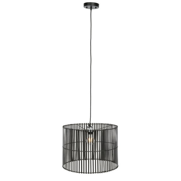 SAFAVIEH Valley A19 Black Rattan Pendant Light with Black Shade