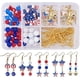 thumbnail image 1 of 1 caja DIY de 12 pares de dijes de EE. UU. con la bandera estadounidense, cuentas patrióticas rojas y azules, kit para hacer aretes colgantes, dijes del 4 de julio, 1 of 9