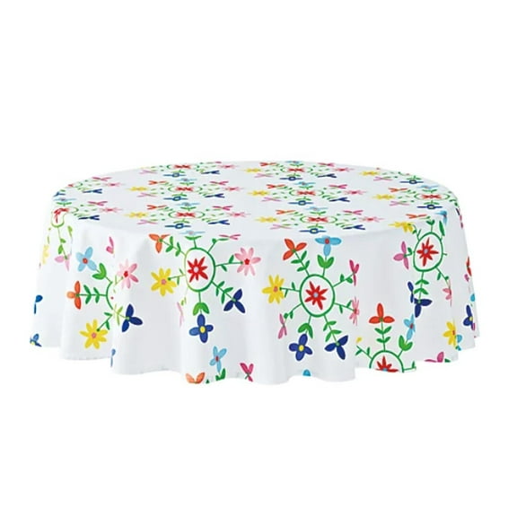 Spring Floral Medallion Tablecloth 90 Round Multi-color Easter Fabric Liberty